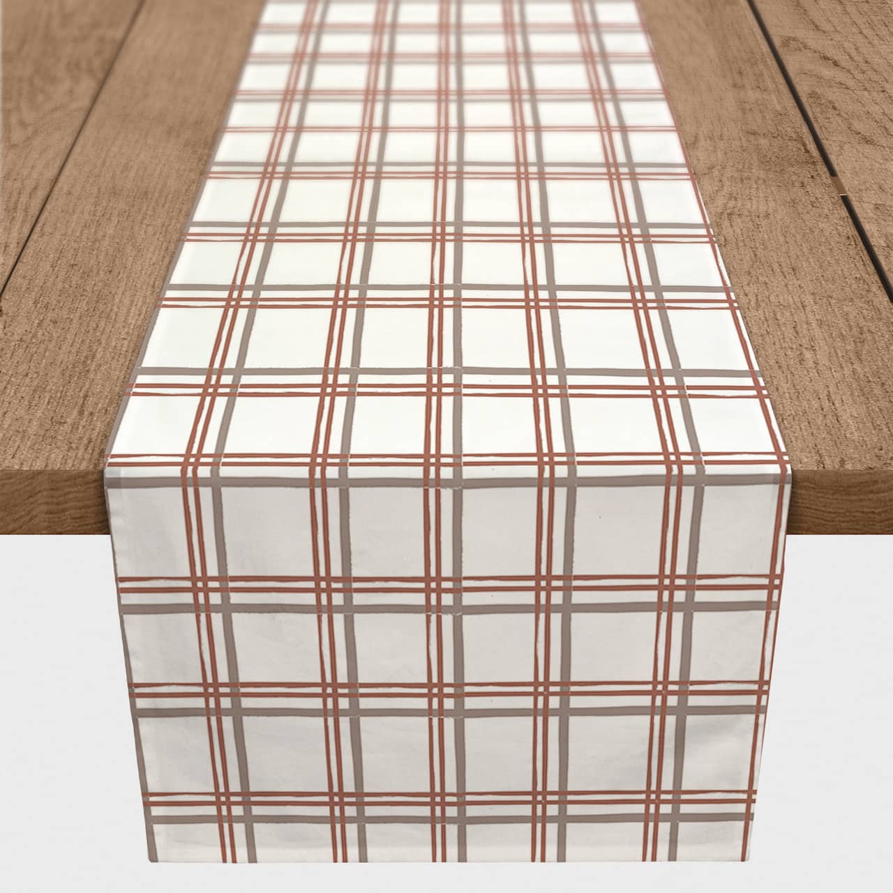 90" White & Red Holiday Plaid Cotton Twill Runner
